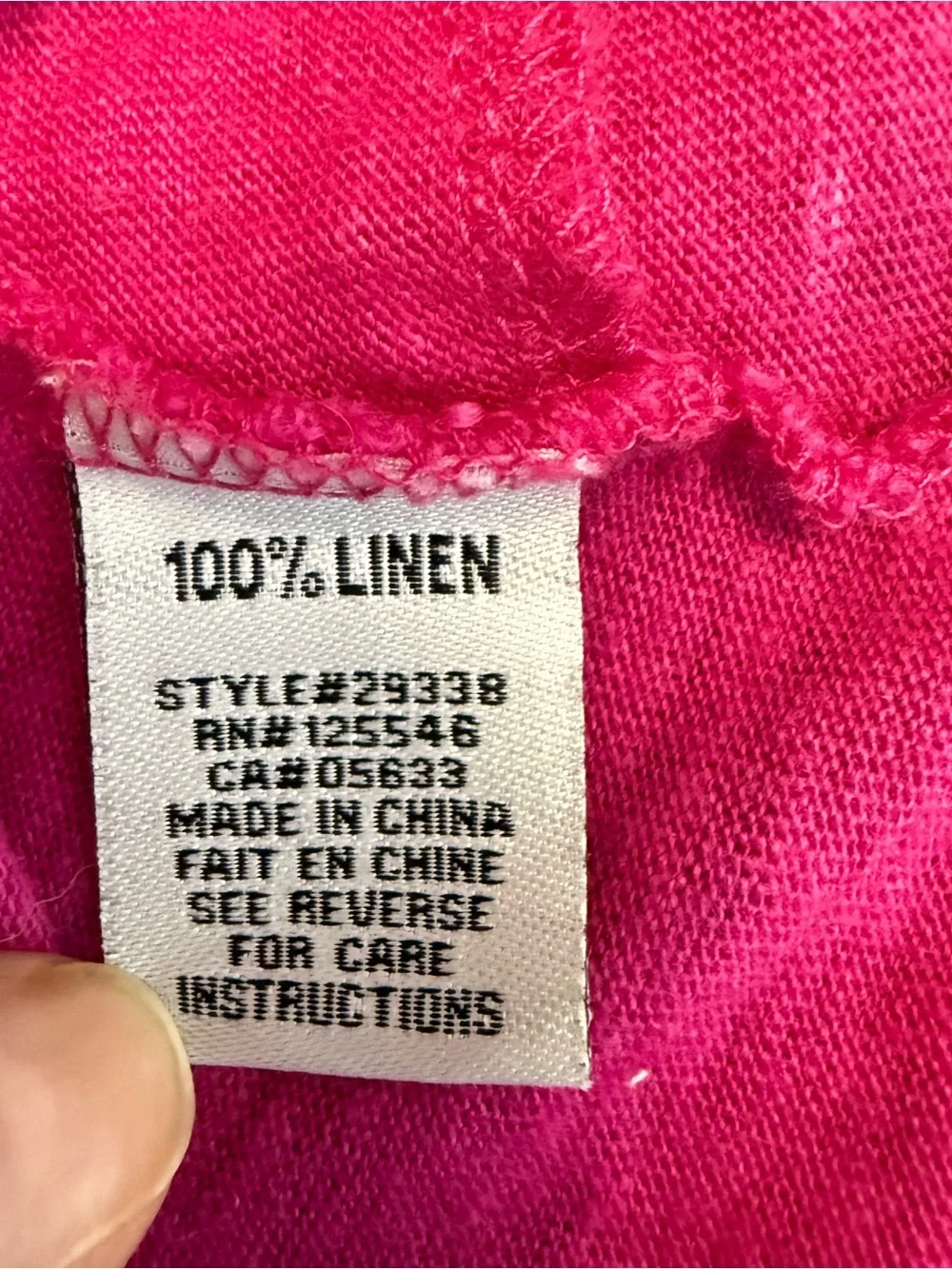 Habitat Linen Magenta Pink V Neck Long Sleeve Tunic Top Lagenlook Front Pockets